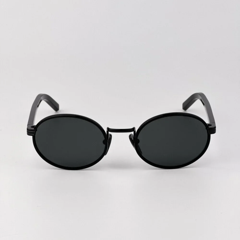 Prada PRB56S Oval Sunglasses – Black Frame with Dark Grey Lenses | Model AAV08Z - Picture 4 of 10